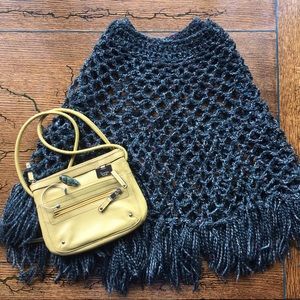 Hand-knit Blue Poncho
